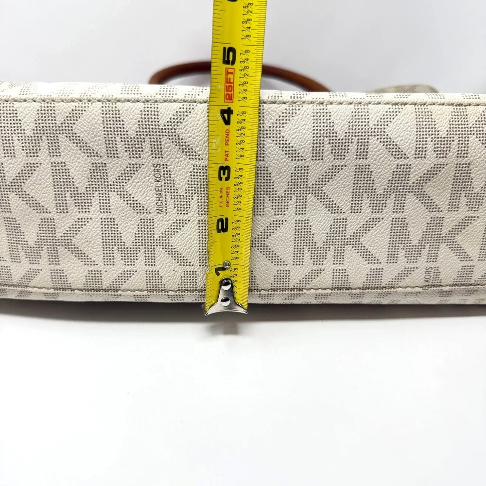 Michael Kors Hamilton Large Satchel Vanilla MK Signature Shoulder Bag Purse